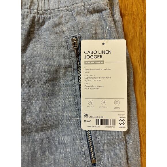 ATHLETA Cabo Linen Jogger Pants Chambray Blue Plus Size 26 NWT Beach Lounge - Picture 5 of 7
